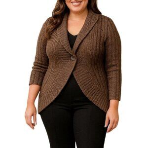 Rue21 Womens Brown Chunky Knit Button Front Cardigan Sweater Size XL Casual Cozy